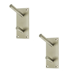 Loops 2 Pack Premium Satin Stainless Steel Hat And Coat Hook - 94X46mm - Wall Mounted Clothing Hook