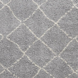Grey Geometric Shaggy Rug, Stain-Resistant 45mm Thick Modern Rug For Bedroom, Living Room, & Dining Room-60Cm X 230Cm (Runner) - thumbnail 3