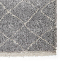 Grey Geometric Shaggy Rug, Stain-Resistant 45mm Thick Modern Rug For Bedroom, Living Room, & Dining Room-60Cm X 230Cm (Runner) - thumbnail 6