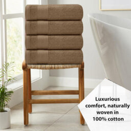 Casabella Towels - Luxury Athens Bath Sheets, 100% Cotton Bath Towel, 4 Pack Quick Dry Towel Bath Sheet Beige - thumbnail 6