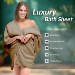 Casabella Towels - Luxury Athens Bath Sheets, 100% Cotton Bath Towel, 4 Pack Quick Dry Towel Bath Sheet Beige - thumbnail 3