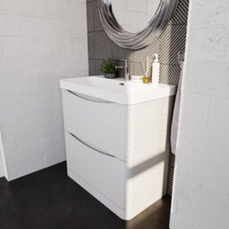 Balterley Dunwood Modern Bathroom Floor Standing 2 Drawer Vanity Unit & Ceramic Basin, Satin White, 800mm - thumbnail 4