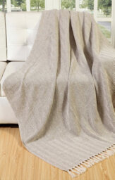 Ehc Natural Cotton Two Tone Herringbone Sofa Arm Chair Bedspread Settee Super King Size Throw, Beige - 250 X 380 Cm - thumbnail 2
