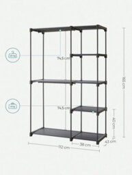 Songmics Ryg024G02 Storage Cabinet, Folding Wardrobe, Wardrobe, Metal Wardrobe With Hanging Bars, Clothes Rack - thumbnail 7