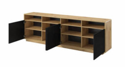 Arte Sophisticated Aston 25 Sideboard Cabinet 238Cm - Black Matt & Oak Torus: Versatile Storage Solution For Contemporary Living Spaces - thumbnail 2