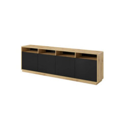 Arte Sophisticated Aston 25 Sideboard Cabinet 238Cm - Black Matt & Oak Torus: Versatile Storage Solution For Contemporary Living Spaces - thumbnail 1