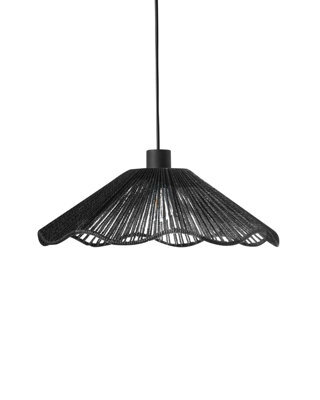 Wyld And Coco Boholoom Pendant Lamp Black - Handmade Paper Shade, Metal Base, Rustic Modern Lighting For Dining And Living - image 1