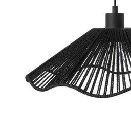 Wyld And Coco Boholoom Pendant Lamp Black - Handmade Paper Shade, Metal Base, Rustic Modern Lighting For Dining And Living - thumbnail 7