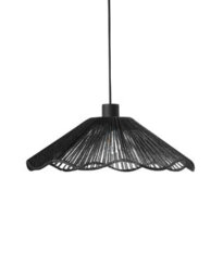 Wyld And Coco Boholoom Pendant Lamp Black - Handmade Paper Shade, Metal Base, Rustic Modern Lighting For Dining And Living - thumbnail 1