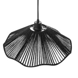Wyld And Coco Boholoom Pendant Lamp Black - Handmade Paper Shade, Metal Base, Rustic Modern Lighting For Dining And Living - thumbnail 4