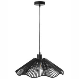 Wyld And Coco Boholoom Pendant Lamp Black - Handmade Paper Shade, Metal Base, Rustic Modern Lighting For Dining And Living - thumbnail 6