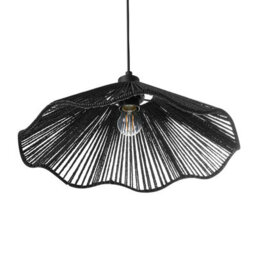 Wyld And Coco Boholoom Pendant Lamp Black - Handmade Paper Shade, Metal Base, Rustic Modern Lighting For Dining And Living - thumbnail 5