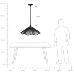 Wyld And Coco Boholoom Pendant Lamp Black - Handmade Paper Shade, Metal Base, Rustic Modern Lighting For Dining And Living - thumbnail 9