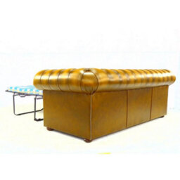 Chesterfield 3 Seater Sofabed Batani Gold Real Faux Leather In Classic Style - thumbnail 7