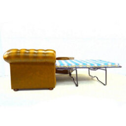 Chesterfield 3 Seater Sofabed Batani Gold Real Faux Leather In Classic Style - thumbnail 6