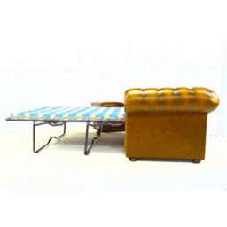 Chesterfield 3 Seater Sofabed Batani Gold Real Faux Leather In Classic Style - thumbnail 5
