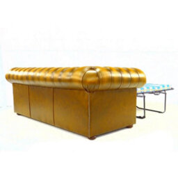 Chesterfield 3 Seater Sofabed Batani Gold Real Faux Leather In Classic Style - thumbnail 8