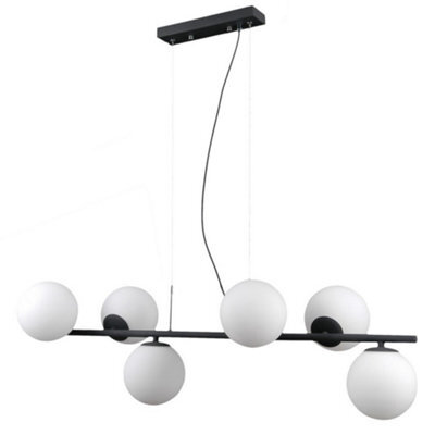 Luminosa Lighting Luminosa Modern Hanging Pendant Black 6 Light  With White Shade, G9 - image 1