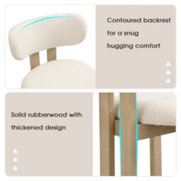Btm Set Of 2 Solid Wood Dining Chairs, Boucle Upholstery, Natural, For Home And Café - thumbnail 7
