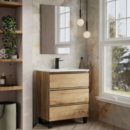 Banyetti Vatilla 700mm Floorstanding Vanity Unit With Lira Basin - Ostippo Oak - thumbnail 2