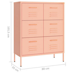 Vidaxl Drawer Cabinet Pink 80X35X101.5 Cm Steel - thumbnail 9
