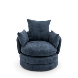Accent Swivel Chair In Blue Textured Chenille - thumbnail 3