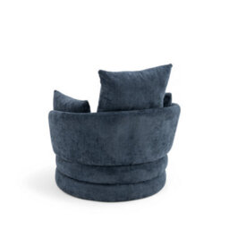 Accent Swivel Chair In Blue Textured Chenille - thumbnail 7
