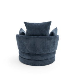 Accent Swivel Chair In Blue Textured Chenille - thumbnail 6