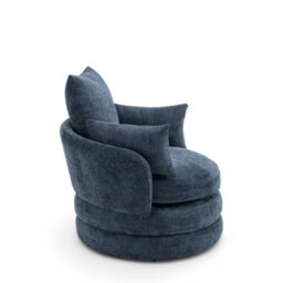 Accent Swivel Chair In Blue Textured Chenille - thumbnail 5
