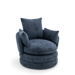 Accent Swivel Chair In Blue Textured Chenille - thumbnail 4