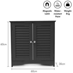 Taylor & Brown Black Bathroom Shutter Door Under Sink Cabinet, Compact Freestanding Bathroom Storage Unit With Shelves For Basin - thumbnail 7