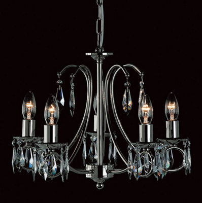 Luminosa Lighting Luminosa Terni Looped Arm Strass Nickel 5 Arm Chandelier