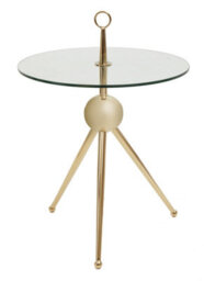 Orsina Clear Glass Gold Frame Side Table, Stylish Design End Table With Tripod Metal Legs, Rose Gold Corner Table - thumbnail 3