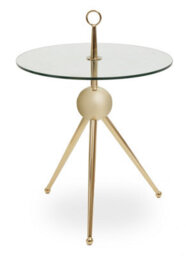 Orsina Clear Glass Gold Frame Side Table, Stylish Design End Table With Tripod Metal Legs, Rose Gold Corner Table - thumbnail 1
