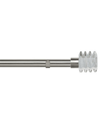 Unknown 28mm Fixed Length Metal Eyelet Curtain Pole Set In Satin Silver - Square Finial, 100Cm - image 1