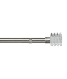 Unknown 28mm Fixed Length Metal Eyelet Curtain Pole Set In Satin Silver - Square Finial, 100Cm - thumbnail 1