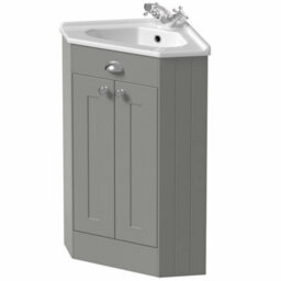 Affine Corner Bathroom Traditional Vanity Unit Basin Sink Cabinet Furniture Grey 580mm - thumbnail 4