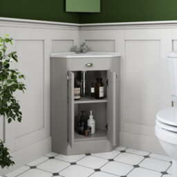 Affine Corner Bathroom Traditional Vanity Unit Basin Sink Cabinet Furniture Grey 580mm - thumbnail 3
