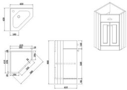 Affine Corner Bathroom Traditional Vanity Unit Basin Sink Cabinet Furniture Grey 580mm - thumbnail 6