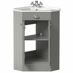 Affine Corner Bathroom Traditional Vanity Unit Basin Sink Cabinet Furniture Grey 580mm - thumbnail 5