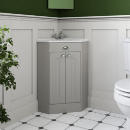 Affine Corner Bathroom Traditional Vanity Unit Basin Sink Cabinet Furniture Grey 580mm - thumbnail 2