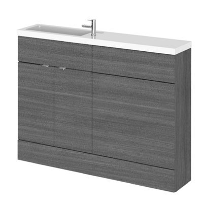 Hudson Reed 1200mm Freestanding Vanity Unit & Polymarble Basin Cbi508 - Anthracite Woodgrain - image 1
