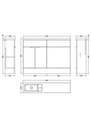 Hudson Reed 1200mm Freestanding Vanity Unit & Polymarble Basin Cbi508 - Anthracite Woodgrain - thumbnail 6