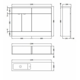 Hudson Reed 1200mm Freestanding Vanity Unit & Polymarble Basin Cbi508 - Anthracite Woodgrain - thumbnail 4