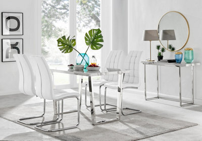 Furniturebox Uk Kylo White Marble Effect Dining Table & 4 White Murano Chairs - image 1