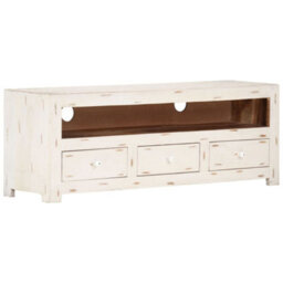 Berkfield Tv Cabinet Solid Wood Acacia 110X30X40 Cm White - thumbnail 9