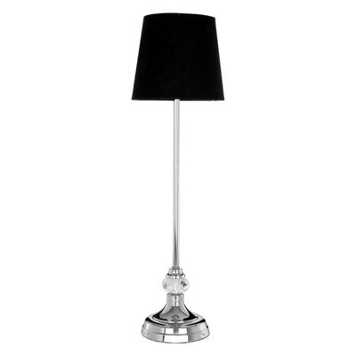 Orsina Black And Silver Table Lamp With Uk Plug, Crystal Base And Diffusing Black Shade, Boutique Accent Lamp