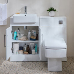 Homestylestore 1050mm White Bathroom Combination Vanity Wc Unit With Chrome T Bar Handle - thumbnail 1
