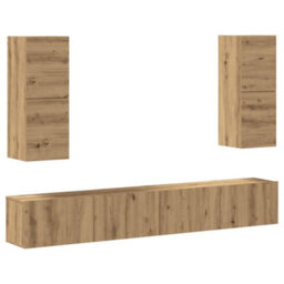 Berkfield 4 Piece Tv Cabinet Set Wall-Mounted Artisan Oak Engineered Wood - thumbnail 2