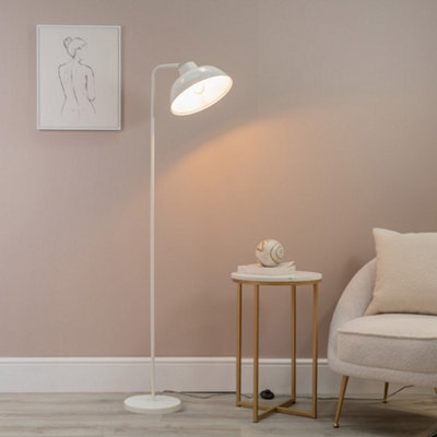 Valuelights Morris White Metal Stem Standing Floor Lamp With Angled Dome Shade For Living Room Office - Led Bulb Included - image 1